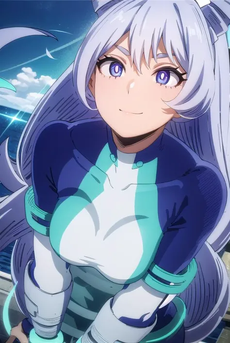 nejirehadou, <lora:nejire hadou s6-lora-nochekaiser:1>,
nejire hadou, long hair, blue eyes, very long hair, blue hair, drill hair, twin drills, hair horns, (bright pupils:1.5), smile,
BREAK gloves, bodysuit, superhero,
BREAK outdoors, city, sky, sun, clouds,
BREAK looking at viewer, (cowboy shot:1.5),
BREAK <lyco:GoodHands-beta2:1>, (masterpiece:1.2), best quality, high resolution, unity 8k wallpaper, (illustration:0.8), (beautiful detailed eyes:1.6), extremely detailed face, perfect lighting, extremely detailed CG, (perfect hands, perfect anatomy),