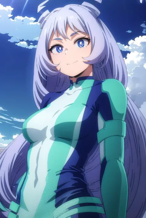 nejirehadou, <lora:nejire hadou s6-lora-nochekaiser:1>,
nejire hadou, long hair, blue eyes, very long hair, blue hair, drill hair, twin drills, hair horns, (bright pupils:1.5), smile,
BREAK gloves, bodysuit, superhero,
BREAK outdoors, city, sky, sun, clouds,
BREAK looking at viewer, (cowboy shot:1.5),
BREAK <lyco:GoodHands-beta2:1>, (masterpiece:1.2), best quality, high resolution, unity 8k wallpaper, (illustration:0.8), (beautiful detailed eyes:1.6), extremely detailed face, perfect lighting, extremely detailed CG, (perfect hands, perfect anatomy),