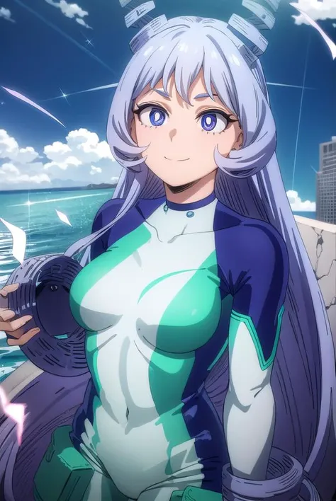 nejirehadou, <lora:nejire hadou s6-lora-nochekaiser:1>,
nejire hadou, long hair, blue eyes, very long hair, blue hair, drill hair, twin drills, hair horns, (bright pupils:1.5), smile,
BREAK gloves, bodysuit, superhero,
BREAK outdoors, city, sky, sun, clouds,
BREAK looking at viewer, (cowboy shot:1.5),
BREAK <lyco:GoodHands-beta2:1>, (masterpiece:1.2), best quality, high resolution, unity 8k wallpaper, (illustration:0.8), (beautiful detailed eyes:1.6), extremely detailed face, perfect lighting, extremely detailed CG, (perfect hands, perfect anatomy),