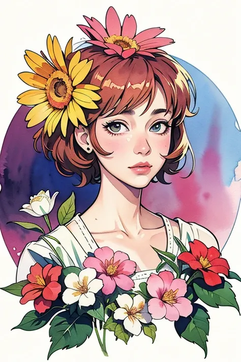 (masterpiece, beat quality, official art, watercolor sketch), a flower