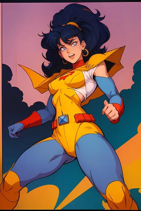 xmtas1992, cartoon, flat colors, 1girl, superheroine, action pose, <lora:xmtas1992:0.8>,