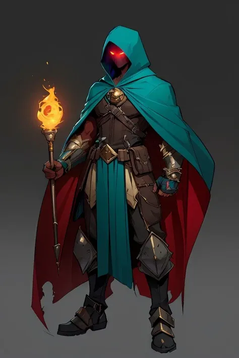 JoeMAD2023, fantasy hero, action pose, 8k, uhd, best quality, cartoon, armor, trending on artstation, vibrant colors, epic fantasy, magic powers, steampunk, hood, cape, giant gauntlets, comic style, green robe, glowing eyes, cape, ancient city,<lora:JoeMAD2023:0.8>