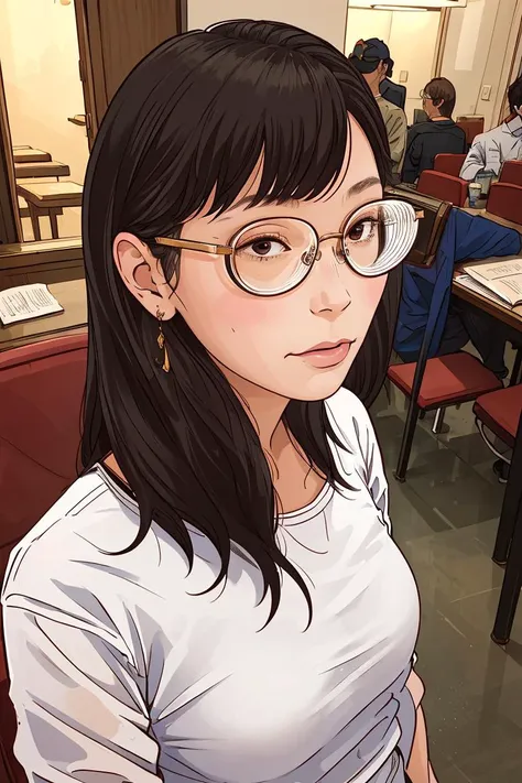 ((masterpiece:1.2, best quality)),1lady,solo Richicaism,portrait ,<lora:richica:1>, glasses,