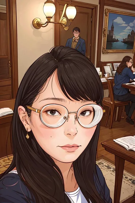 ((masterpiece:1.2, best quality)),1lady,solo Richicaism,portrait ,<lora:richica:1>, glasses,