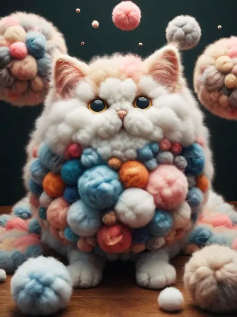 ral-flufblz, a ball like planet cracking open and revealing fluffy kittens, cotton universe, composition, low-saturation, muted, lowkey, faint, <lora:ral-flufblz:.9>
