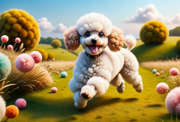 amazing quality, masterpiece, best quality, hyper detailed, ultra detailed, UHD, depth of field,
poodle, running, grass land, view from a 45 degree angle,
<lora:ral-flufblz-sdxl:0.85>, ral-flufblz,
<lora:add-detail-xl:0.8>, 
<lora:quality1:0.8>,