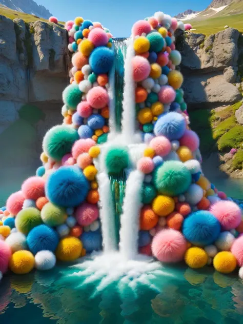 A ral-flufblz waterfall cascading into a crystal-clear lake, <lora:ral-flufblz-sdxl:1>, <lora:EnvyBetterHiresFixXL01:0:hr=1>