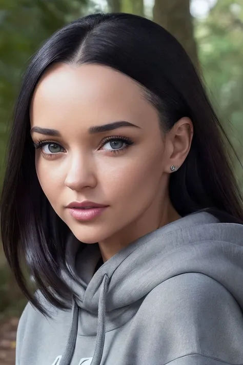 portrait of S217_AngelinaPetrova,a gorgeous woman,in a (forest:1.1),wearing a (sweatshirt:1.1),(8k, RAW photo, best quality, depth of field, ultra high res:1.2),(absurdres, intricate, photorealistic, masterpiece, ultra-detailed:1.3),
