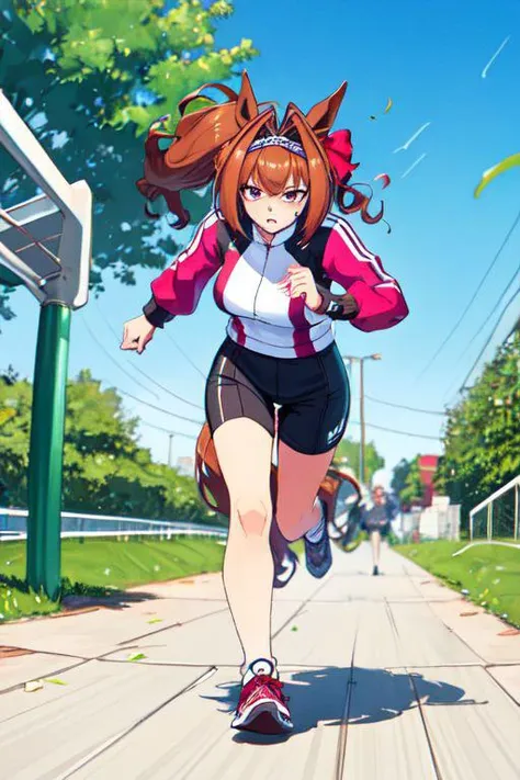 score_9, score_8_up, score_7_up, masterpiece, best quality, derpibooru_p_95, 1girl, daiwa scarlet, race,  serious, huge breasts, full body, sweat, speed lines, sneakers, constricted pupils, looking away, outdoors, motion blur, running, playground, lean forward,