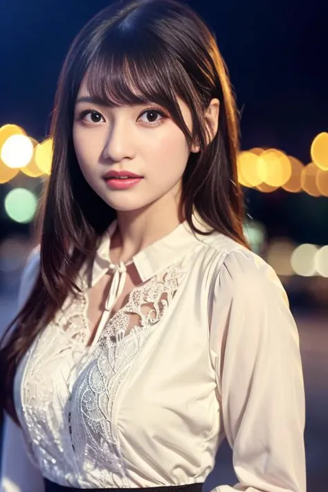 1girl,(wearing an avante garde blouse and long jacket:1.2),(RAW photo, best quality), (realistic, photo-realistic:1.4), masterpiece, an extremely delicate and beautiful, extremely detailed, 2k wallpaper, Amazing, finely detail, extremely detailed CG unity 8k wallpaper, ultra-detailed, highres, soft light, beautiful detailed girl, extremely detailed eyes and face, beautiful detailed nose, beautiful detailed eyes,cinematic lighting,city lights at night,autumn scenery,maple leaves in autumn,in a park,park light,perfect anatomy,slender body,smiling,bokeh <lora:aokihina_lora:0.8>