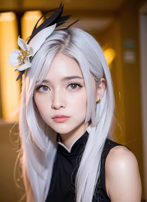 Highest quality, figure, Super detailed, In detail, High resolution, 8K, Perfect dynamic composition, Beautiful fine details, Natural Lip　White hair with black inner color　　During masturbation　Ahegao　