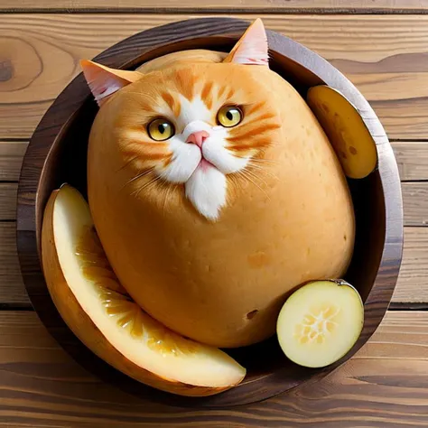 Cat potato, cat body made of potato, potato cat body, perfect composition, masterpiece, best quality, [:cinematic lighting:.35]