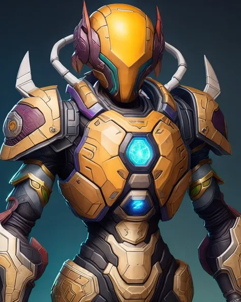 A detail study of a full body cell shaded video game asset of a male cyborg, borderlands 3 metroid concept art, digital illustration, post grunge, highly detailed, sharp focus, alien, trending on artstation, hq, deviantart, art by artgem, Professional, masterpiece, commissioned, best quality, Color Corrected, fixed in post