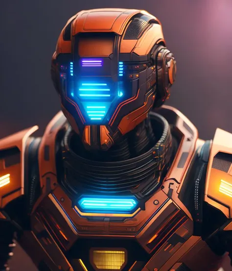 Hyperrealistic cyberpunk robot. highly detailed digital art masterpiece, smooth cam de soft light, ground angle hd 8 k, sharp focus, Professional, masterpiece, commissioned, best quality
