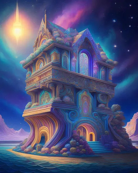 Dreams of happiness, bismuth, very beautiful, inspiring, iridescent, thought provoking, digital art, ornate, bioluminescent, Elegant, Scenic, Hyper-Detailed, Delicate; Complex, surreal concept art, aesthetic, smooth, sharp focus, Professional, masterpiece, commissioned, best quality, Color Corrected, fixed in post