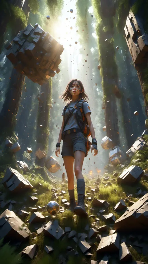 2girl,pretty face,brown eyes,long hair,looking from above,the space,afloat,moons,Running position,Wide-angle lens distortion,BJ_debris,outdoors,day,tree,sunlight,grass,plant,nature,forest,rock,ruins,debris,moss,Photographic,3D Model,Cinematic,(masterpiece:1.4),Rebellious girl,NVDI,building,A high resolution,ultra - detailed,<lora:Blue_butterfly_SDXL1.0:0.5>,<lora:Fallen_angel_SDXL1.0:0.7>,<lora:SDXL_debris:0.5>,<lora:Pure_Realistic_SDXL:0.3>,