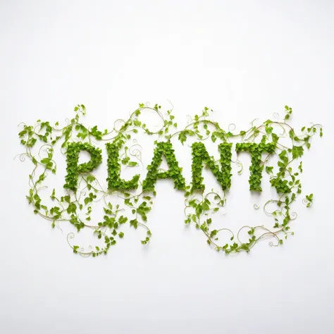 a word made of  vines, white background