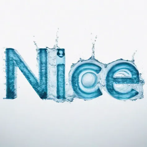 a word made of water, white background