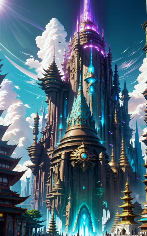 mana spire in a Spectacular fantasy megacity beyond the end of reality, masterpiece