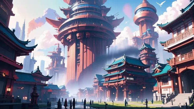anime style, infinite,indescribable fantasy metropolis outside of time