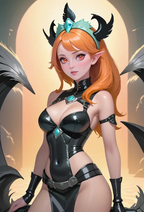 1girl, woman, evil queen, (high collar:1), (Throne of bones,Suit of menacing armor,Black feathers:1.3),In a throne room filled with petrified subjects, bombshell hair, light red-orange hair with aqua highlights, Side Ponytail, soft body, wide hips, narrow waist, large breasts, chinese, (noon, scenery, in a Seagrass Bed:1)