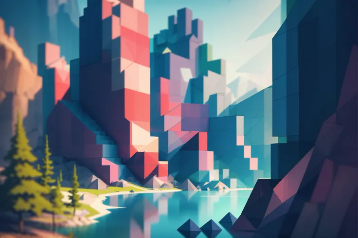 geometric, tilt-shift, digital painting, Griffin's Cliff<lora:EnvyGeometricXL01:1.2>
