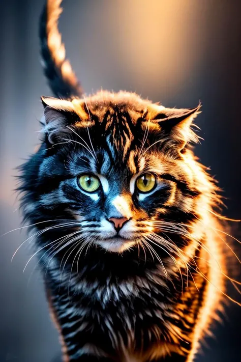 (( art by Jim Burns )) painting named surrealistic dream of mystery cat in rpg world, animal, fluffy fur, (limited colors, red, black, gold) BREAK, perfect quality, best quality, ultrasharp, ultradetailed, perfect quality, masterpiece, intricated details, <lora:add_detail:0.4>, wallpaper, 8k