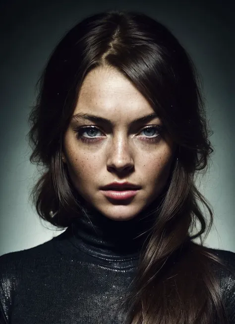 A stunning intricate full color portrait of (sks woman:1), wearing a black turtleneck, epic character composition, by ilya kuvshinov, alessio albi, nina masic, sharp focus, natural lighting, subsurface scattering, f2, 35mm, film grain, <lora:locon_lindsay_v1_from_v1_64_32:1.3>