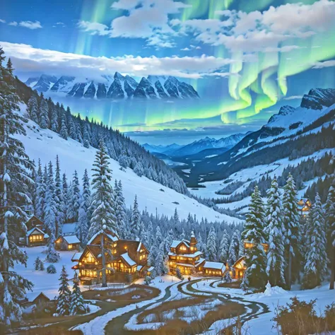 "blissful", "The Most Beautiful Aurora in Existence", "Mystic Fantasy Dream", "Incredible Detail", "Best Quality", "Location: Heavenly Paradise"