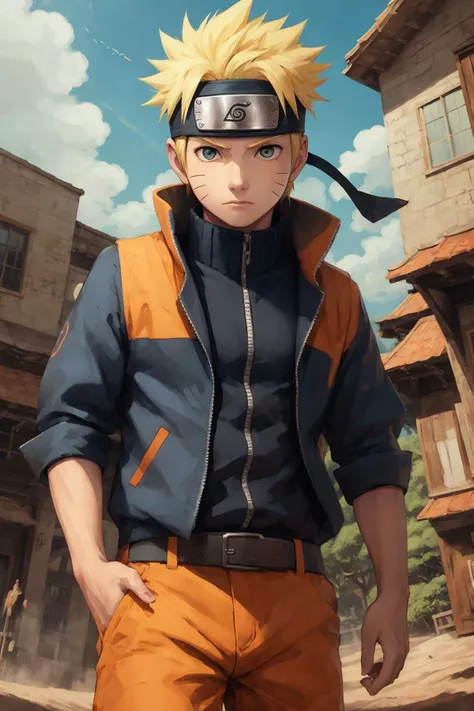 Naruto, 1boy,solo,close-up, looking at viewer,cowboy shot,