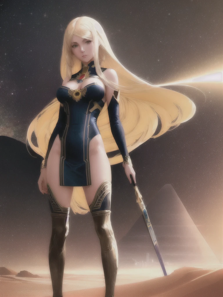 white young woman whith blonde hair in desert, sci-fi, hyperrealism, 85mm, a photo of 8k ultra realistic, cinematic lighting, hyperrealistic, focused, high details, ((highly detailed)), depth of field, (((professionally color graded))), 8k, 50mm, f/1. 4, art by artgerm and greg rutkowski and alphonse mucha, concept, art style, oilpaint, egypt