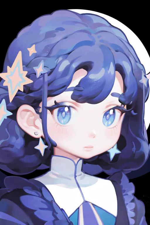 1 girl,chibi, <lora:wedjigamja:1>,in the night, stars, moon, masterpiece, best quality, sharp focus,