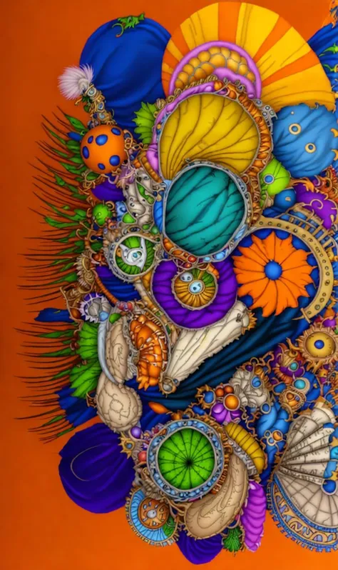 dancer, curvy, abstract, drawing, intricate, sharp focus, masterpiece, best quality, close-up, key light, greatest facial details, soft shadows, 8k, Orange Plum, harem, cushions, jewelry, Arabic, oriental, dancing, dynamic posture, flying hair, spinning, full-body, split skirt, bra, satin, silk, veil, <lora:wolfgangmeyersv1.4:1>, by Wolfgang Meyers, painting