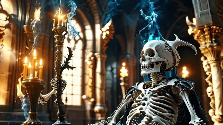 professional 3d model (skeleton wizard casting a spell in a majestic court), octane render, highly detailed, volumetric, dramatic lighting<lora:bonex:0.8> bonex, bone, skeleton <lora:gwmdetail_lora_r64_sdxl:0.4> GWMDetail <lora:MJ52:0.6>