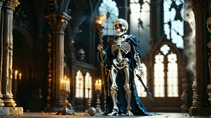 professional 3d model (skeleton wizard casting a spell in a majestic court), octane render, highly detailed, volumetric, dramatic lighting<lora:bonex:0.8> bonex, bone, skeleton <lora:gwmdetail_lora_r64_sdxl:0.4> GWMDetail <lora:MJ52:0.6>