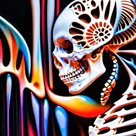 photo of Hyperrealistic art Wonderful, intricate, (colorful), (a superb Art Brut Decollage art, Lycanthropic Phoenix), ethereal neural network organism, divine cyborg dragon:2 girl:0.3, ginger:0.5 biomorph, glass skeleton, skinless:3, anatomical face, biomechanical details, (white and iridescent colors:1.1) bright colors, alchemist, alt_style, cinematic, 35mm film, 35mm photography, film, photo realism, DSLR, 8k uhd, hdr, ultra-detailed, high quality, high contrast, <lora:bonex:0.8> bonex, bone, skeleton <lora:add-detail-xl:0.2>