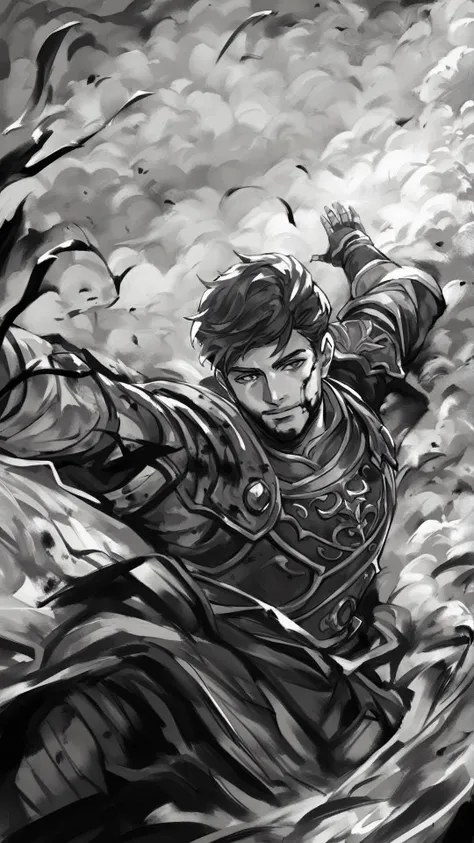 score_9, score_8_up, score_7_up, (((cowboy shot))), (((dynamic pose))), (((dynamic angle))), sehele style, (((black and white only))), ink style, ink style, ink wash painting, 1boy, mature man, wuxia warrior, 8k, 16k, trending on pixiv, fanbox, skeb, masterpiece, absurdest, <lora:Seunghee_Lee_Style_SDXL:0.7>, (outdoors, wuxia fantasy background), highly detailed, extremely detailed, surrounded by enemies, <lora:inkpony_v10:1>