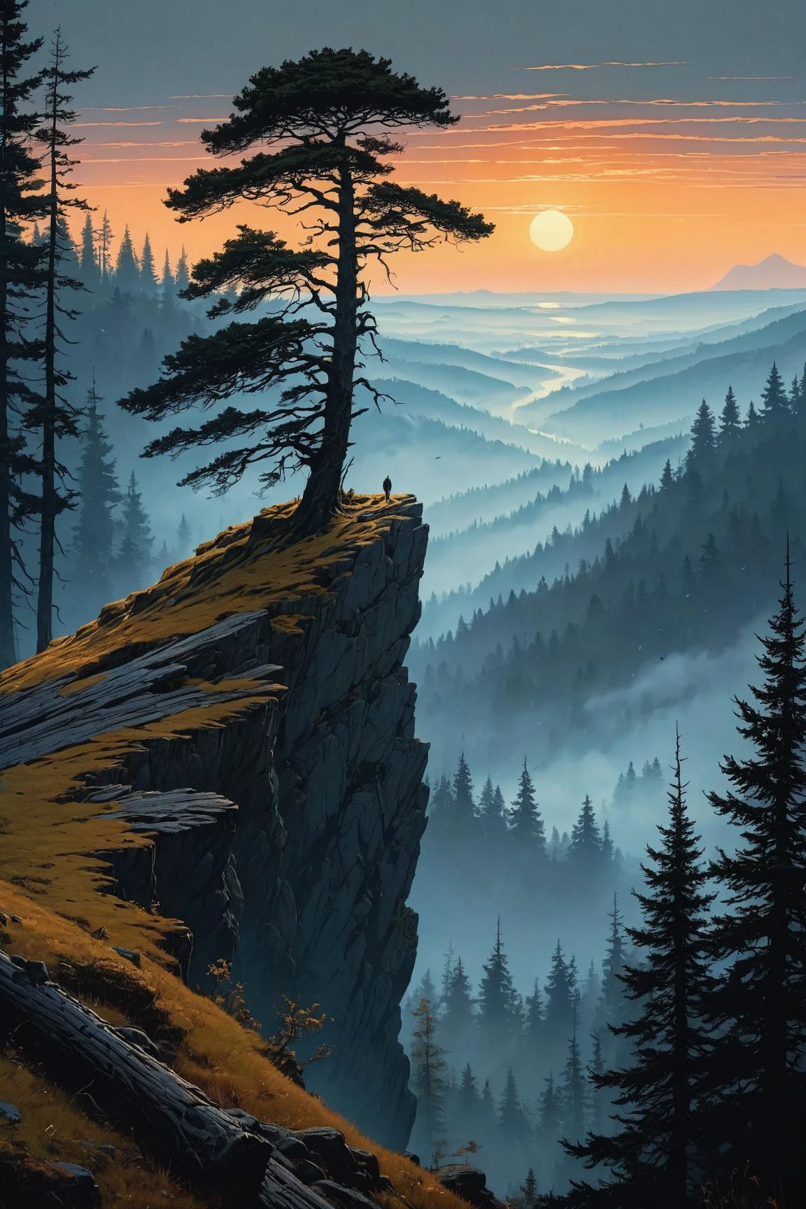 by Caspar David Friedrich and Patrick Joust , dreamyvibes artstyle <lora:dreamyvibes_artstyle:0.60>