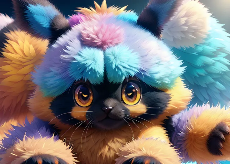 high quality 3 d render hyperrealist very cute multipastel dotted fluffy! tarantula cat hybrid with detailed fluffy wings! ! , vray smooth, in the style of detective pikachu, hannah yata charlie immer, dramatic blue light, low angle, uhd 8 k, sharp focus