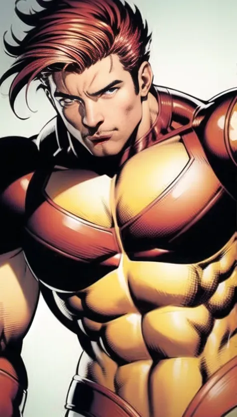 jim lee,
1boy,berzerker, abs, bara, red hair, blue eyes, bodysuit, muscular bodybuilder, closed mouth, male focus, muscular, muscular male, short hair, simple background, solo, superhero, upper body
, ((masterpiece))
<lora:jimLeeDCComicsMarvel_offset:1>