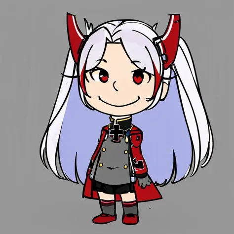 <lora:Charles_Schulz_Style_Dim32:0.8>, chibi, style parody, ((masterpiece,best quality)), absurdres, <lora:Prinz_Eugen_Azur_Lane:0.8>, Prinz_Eugen_Azur_Lane,thighhighs, , solo, smiling, looking at viewer, cowboy shot, cinematic composition, full body, simple background,