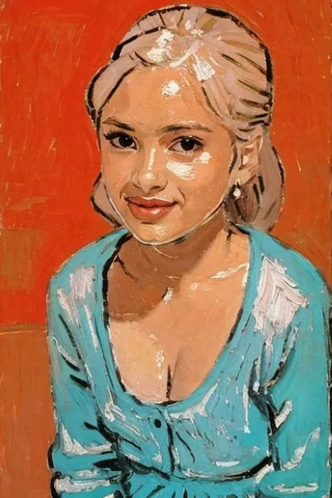 oil painting of j3nny-001<lora:Van Gogh style:1> bright colors