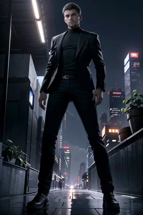 ((ultra detailed, masterpiece, best quality))
<lora:REVChris:0.8>
REVChris, 1boy, solo, short hair, Within an urban rooftop garden at twilight, confident standing pose, city skyline bathed in city lights providing a cinematic atmosphere