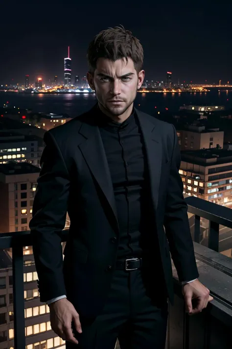 ((ultra detailed, masterpiece, best quality))
<lora:REVChris:0.8>
REVChris, 1boy, solo, short hair, On a sophisticated city rooftop, dressed in a sharp blazer, with the skyline as the backdrop, at night