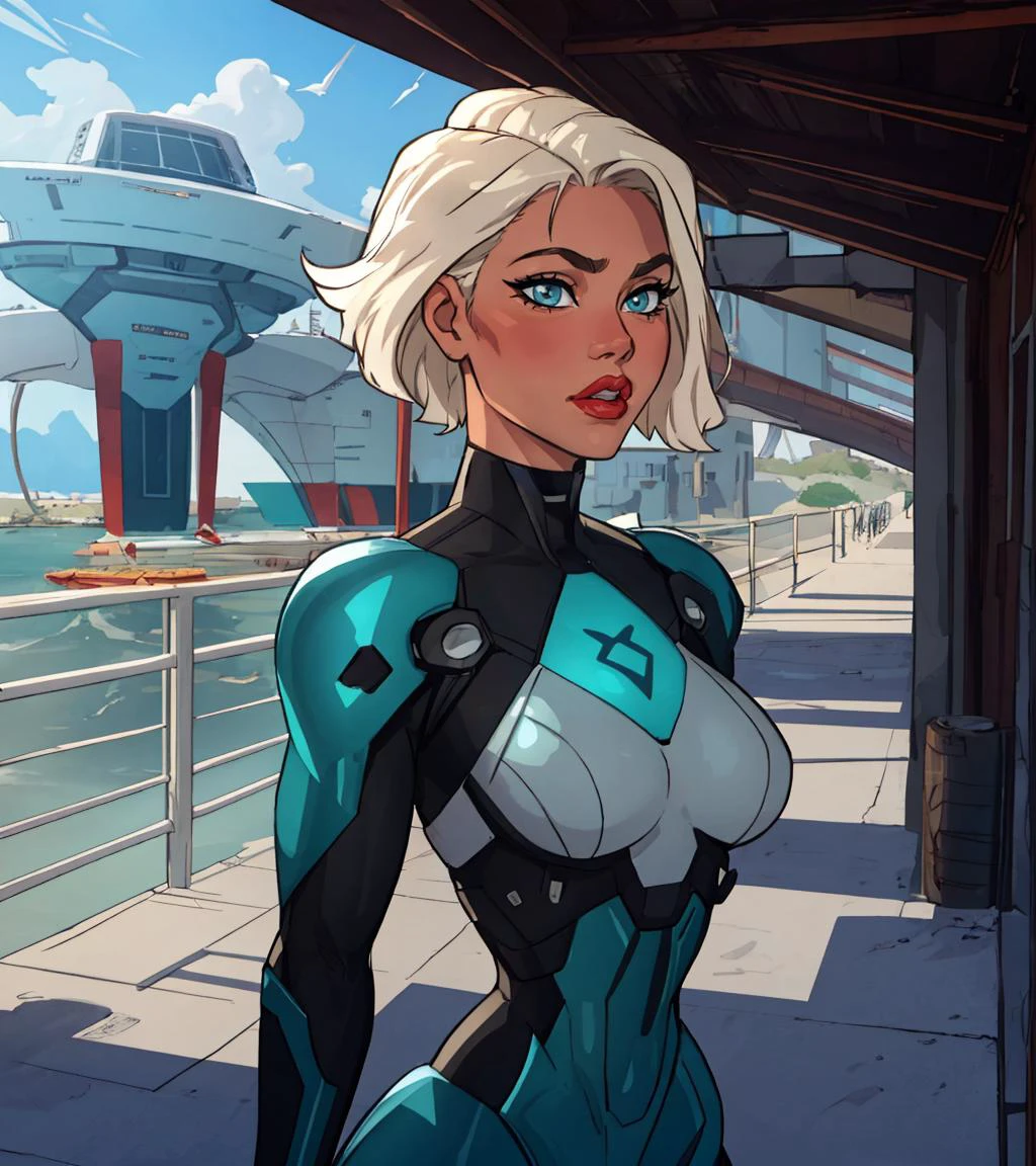 1girl, platinum blonde hair, medium hair, hair over one eye, aqua eyes, red lips, upper body,
catwalk \(walkway\), solarpunk, retrofuturism
masterpiece, best quality, <lora:muscle_slider_v1:1> <lora:curly_hair_slider_v1:2> <lora:age_slider_v6:0.8> <lora:skin_tone_slider_v1:1> <lora:backlight_slider_v10:-1>