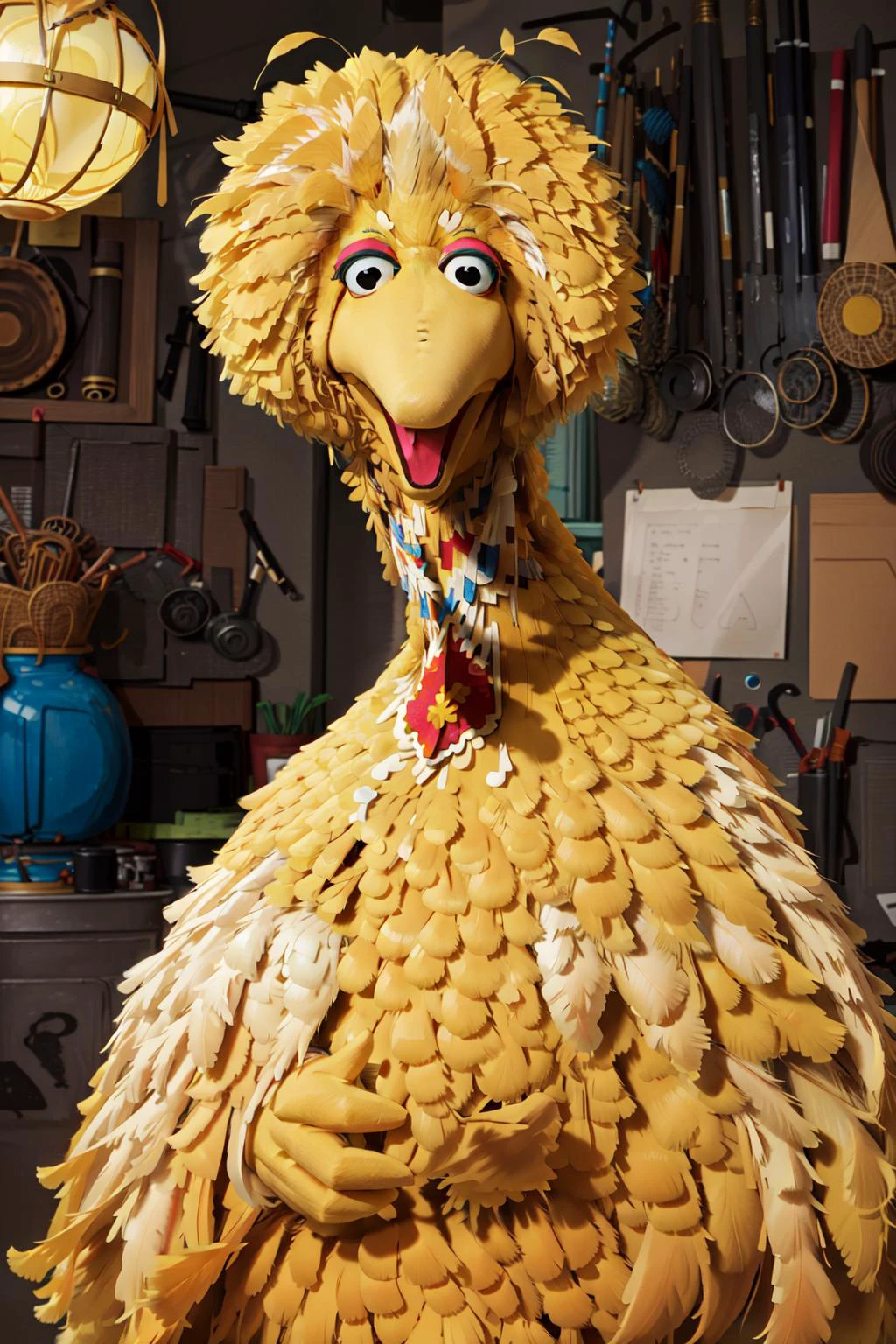 (masterpiece, best quality), intricate details, (fractal art:1.2),
<lora:Bigbird:0.8> Bigbird, yellow feathers,