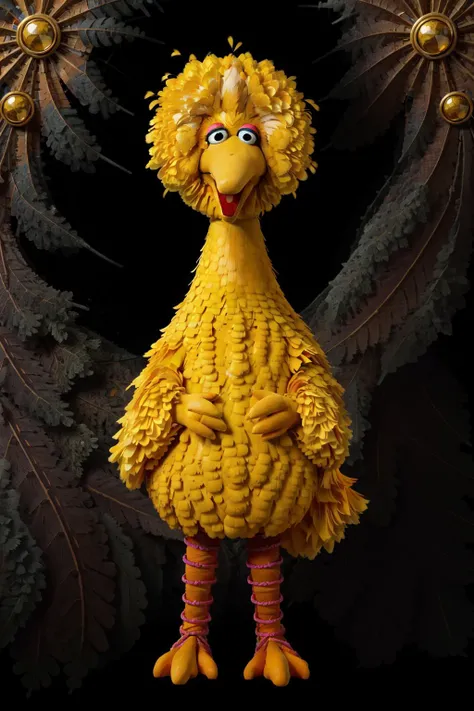 (masterpiece, best quality), intricate details, (fractal art:1.2),
<lora:Bigbird:0.8> Bigbird, yellow feathers,