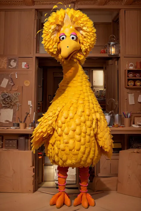 (masterpiece, best quality), intricate details, (fractal art:1.2), 
 <lora:Bigbird:0.8> Bigbird, yellow feathers,