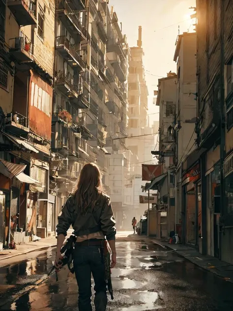best quality, masterpiece, detailed, realistic, RAW photo,
There's an open road that leads nowhere
So just make some miles between here and there
There's a hole in my head where the rain comes in,
dying light, epic realism