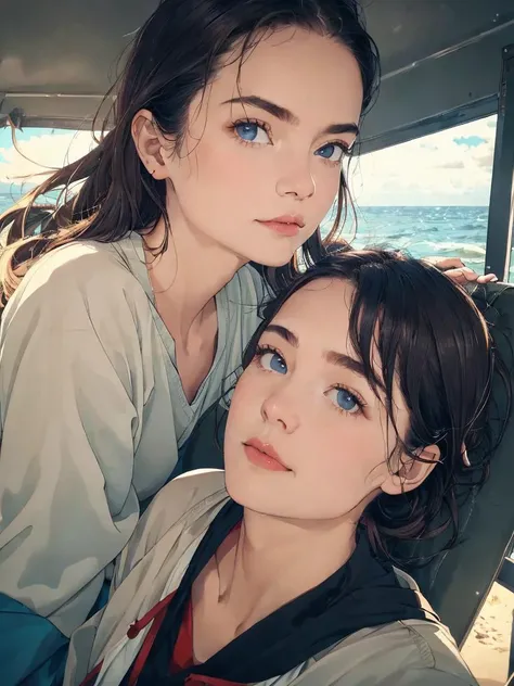 best quality, masterpiece, detailed, realistic, RAW photo,
Here I go out to sea again
The sunshine fills my hair
And dreams hang in the air
Gulls in the sky and in my blue eyes,
dying light, epic realism